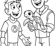 Coloriage Fr&egrave;res Kratt avec une tortue
