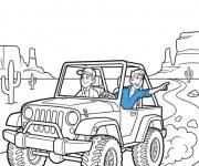 Coloriage Fr&egrave;res Kratt dans leur voiture en d&eacute;couvrant la nature