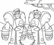 Coloriage Fr&egrave;res Kratt en combinaison d'&eacute;l&eacute;phants