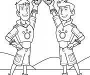 Coloriage Fr&egrave;res Kratt en pose de sauvetage