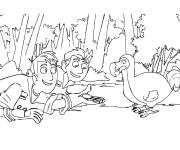 Coloriage Fr&egrave;res Kratt en sauvant le p&eacute;lican