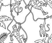 Coloriage Fr&egrave;res Kratt explorant la vie des singes
