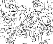 Coloriage Fr&egrave;res Kratt s'&eacute;chappent des Zachbots