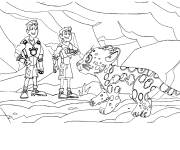 Coloriage Fr&egrave;res Kratt sauvent le l&eacute;opard