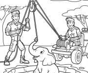 Coloriage Fr&egrave;res Kratt sauvent le petit &eacute;l&eacute;phant