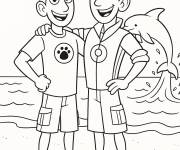 Coloriage Fr&egrave;res Kratt sur la plage
