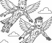 Coloriage Fr&egrave;res Kratt utilisent le pouvoir de faucon