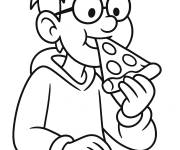 Coloriage Jimmy Z mange une pizza