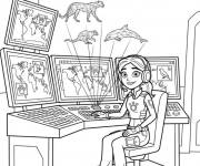 Coloriage Koki observe des cartes animali&egrave;res