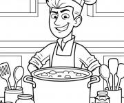 Coloriage Martin en chef de cuisine