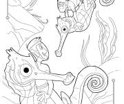 Coloriage Martin et Chris avec les hippocampes