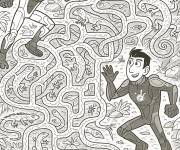 Coloriage Martin et Chris dans un labyrinthe