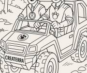 Coloriage Martin et Chris en conduisant le Createrra