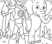 Coloriage Martin Kratt avec la puissance de l'&eacute;l&eacute;phant