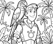 Coloriage Martin Kratt et le perroquet