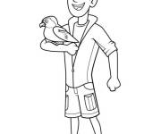 Coloriage et dessins gratuit Martin Kratt qui tient le perroquet à imprimer