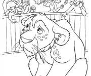 Coloriage Pauvre lion a besoin de l'aide