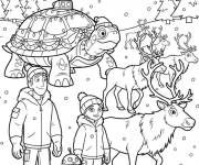 Coloriage Renne &agrave; c&ocirc;t&eacute; de Tortuga pendant l'hiver
