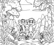 Coloriage Singes en exploration de Fr&egrave;res Kratt