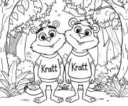 Coloriage Wild Kratts et des animaux dans la foret