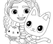 Coloriage Chat Pandy Paws avec la personnage principale Gabby