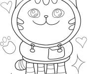 Coloriage DJ Catnip Kawaii  avec motifs