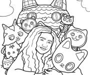 Coloriage Gabby avec des amis chats r&eacute;aliste