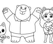 Coloriage Gabby avec son chat et son ami