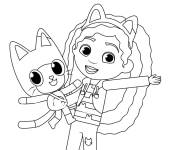 Coloriage Gabby chat d&eacute;taill&eacute;
