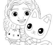 Coloriage et dessins gratuit Gabby joyeuse avec son chat à imprimer