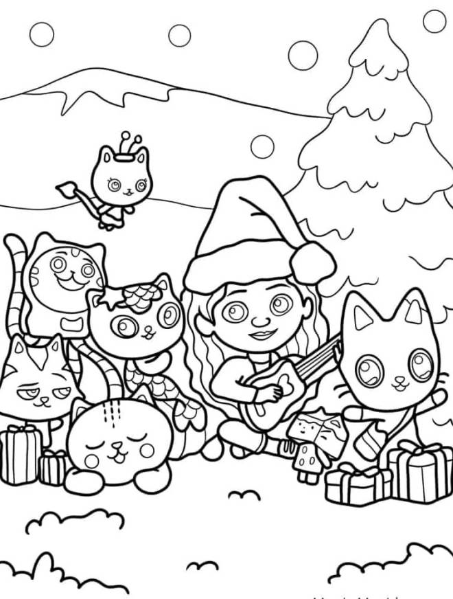 coloriage-gabby-s-dollhouse-pendant-le-noel