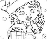 Coloriage Gabby tenant les cadeaux de Noel