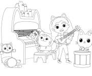 Coloriage et dessins gratuit Groupe de musique de Gabby chat à imprimer