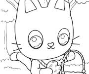 Coloriage Le chat Pandy collecte les fraises