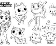 Coloriage Les personnages de Gabbys Dollhouse dessin animé