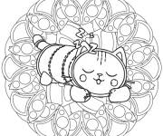 Coloriage Mandala Oreiller Chat