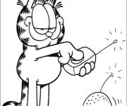 Coloriage Garfield a enfin son hamburger robot