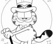 Coloriage Garfield avec chapeau