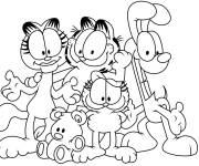Coloriage Garfield avec ses amis