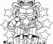 Coloriage Garfield comme oncle Sam