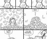 Coloriage Garfield dr&ocirc;le pendant l'automne