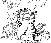 Coloriage Garfield en plage