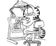 Coloriage Garfield entrain de dessiner