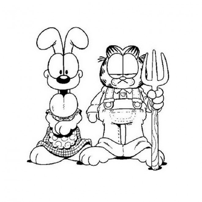 Coloriage Garfield et Odie à imprimer dessin gratuit à imprimer