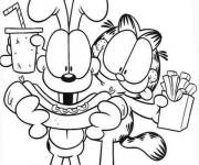 Coloriage Garfield et Odie aiment manger