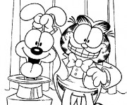 Coloriage et dessins gratuit Garfield et Odie en cirque à imprimer