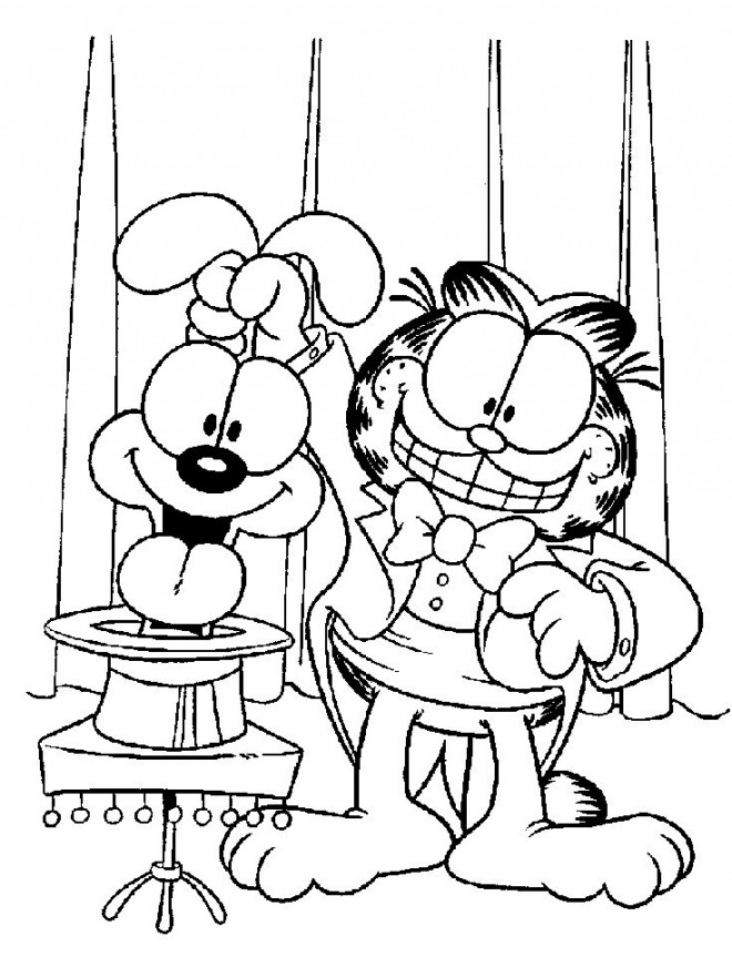 Coloriage et dessins gratuits Garfield et Odie en cirque à imprimer