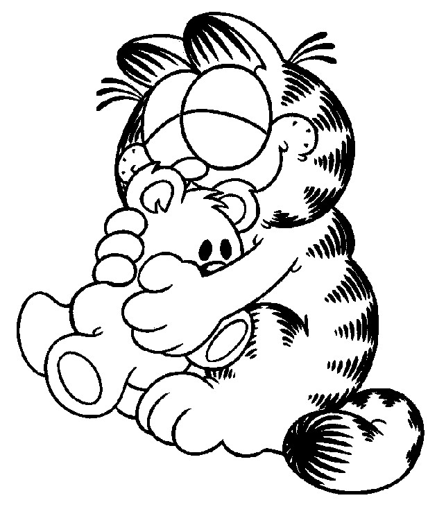 Coloriage et dessins gratuits Garfield et son nounours à imprimer