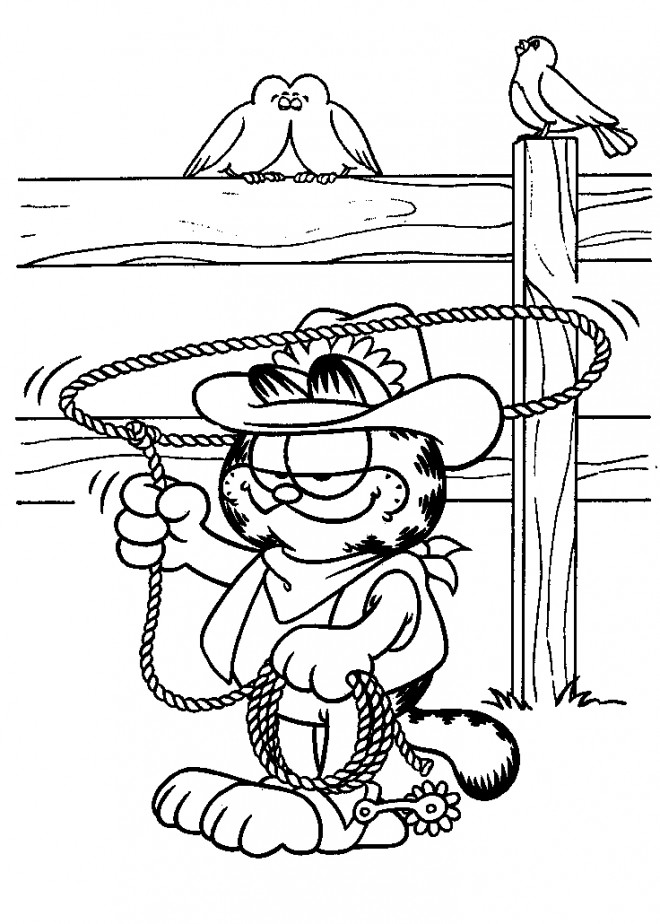 Coloriage et dessins gratuits Garfield le cowboy à imprimer
