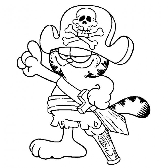 Coloriage et dessins gratuits Garfield le pirate à imprimer